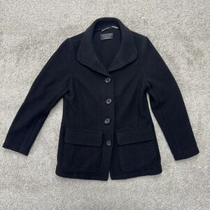 L.L.Bean Bellandi Womens Black Wool Blend Button Front Blazer Jacket XS